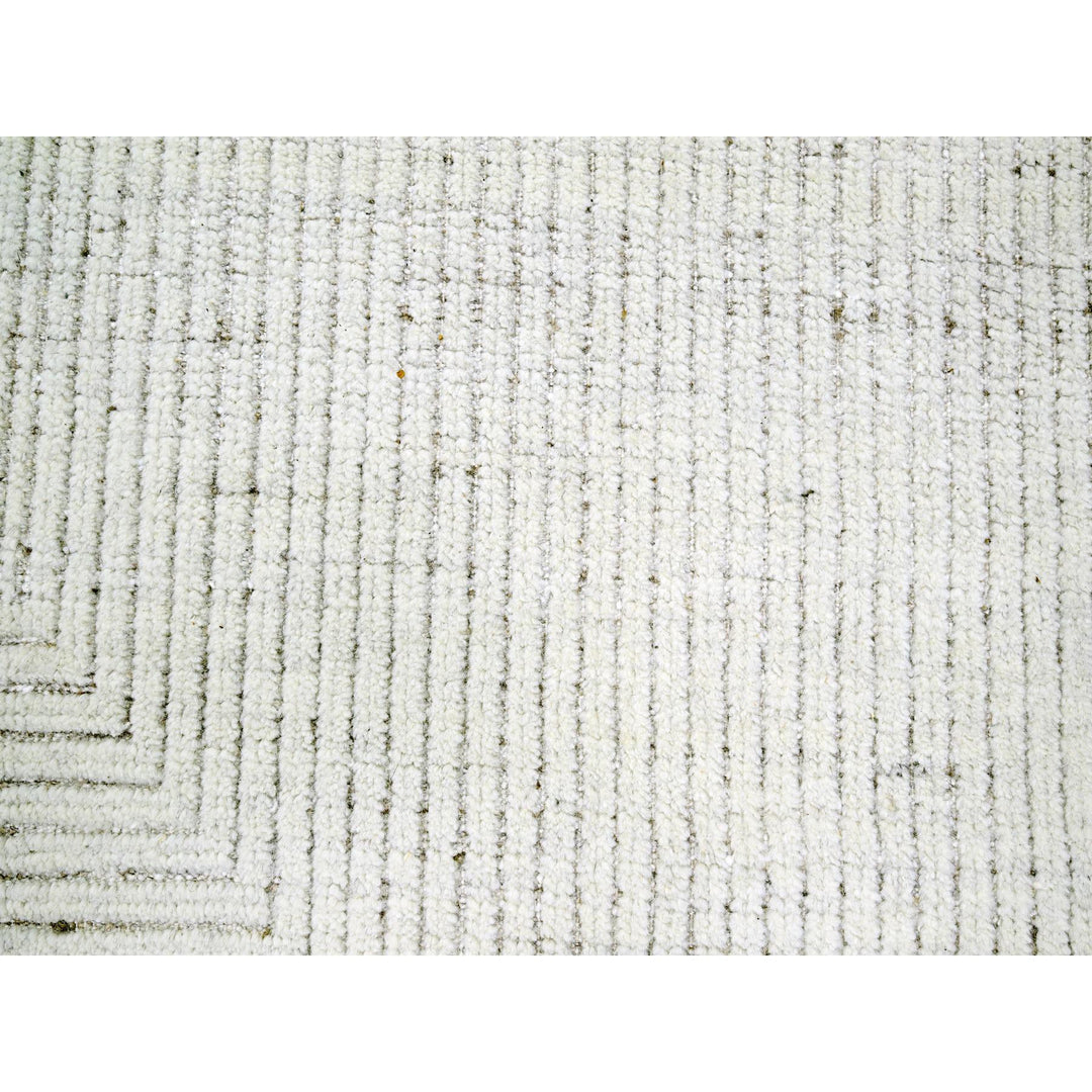 9'0" x 12'0" New Hand Knotted Ivory Wool Rectangle Oriental Rug - MOA10276215
