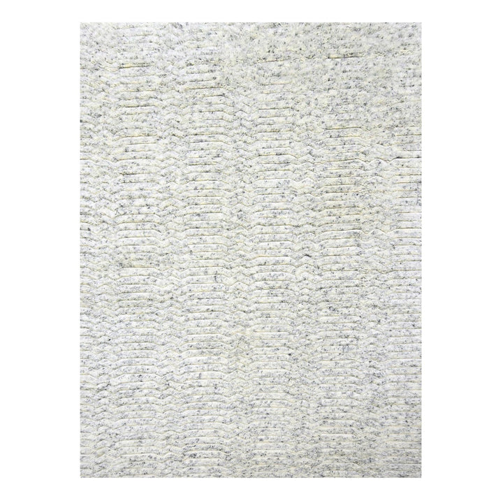 9'4" x 11'10" New Hand Knotted Ivory Wool Rectangle Oriental Rug - MOA10276216