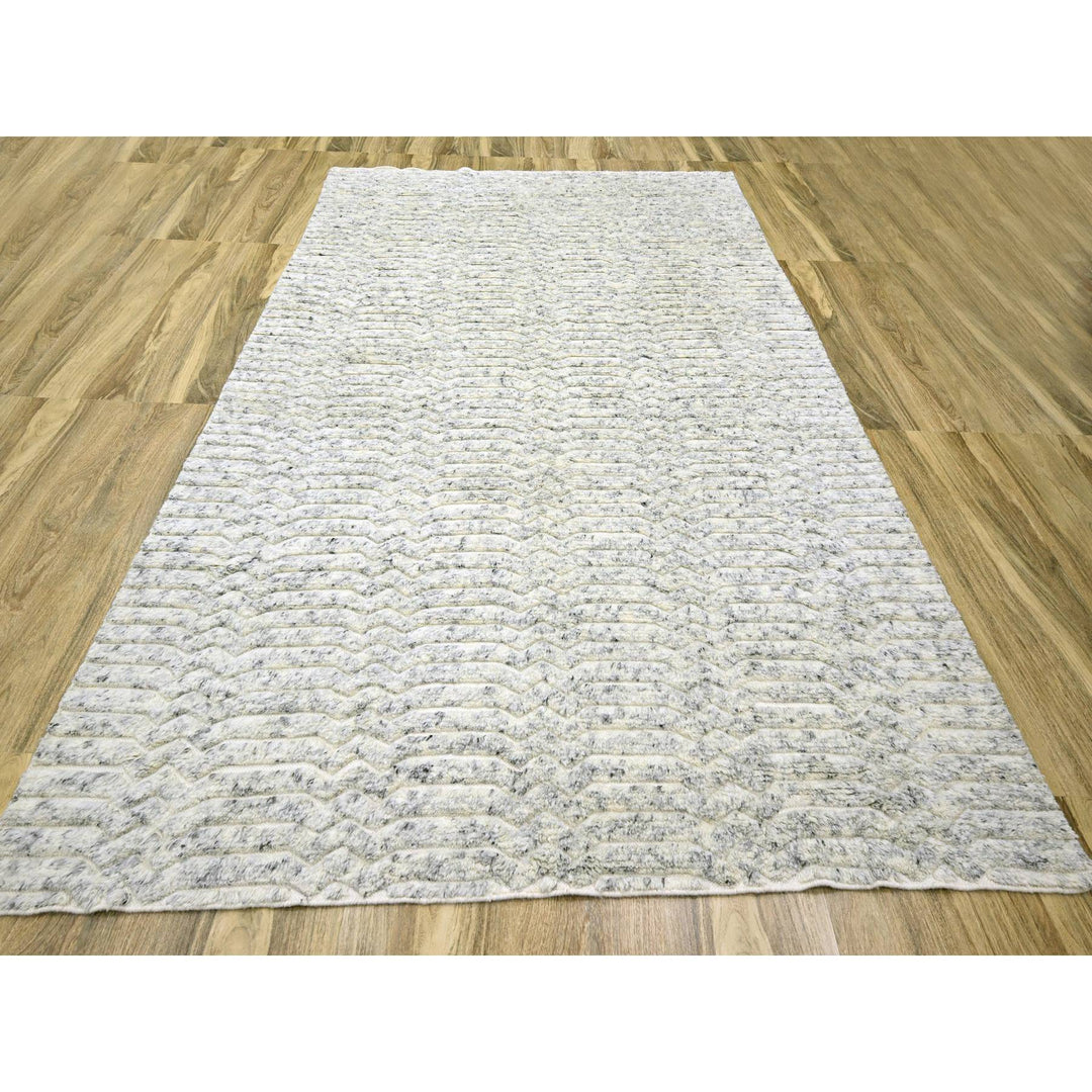 9'4" x 11'10" New Hand Knotted Ivory Wool Rectangle Oriental Rug - MOA10276216