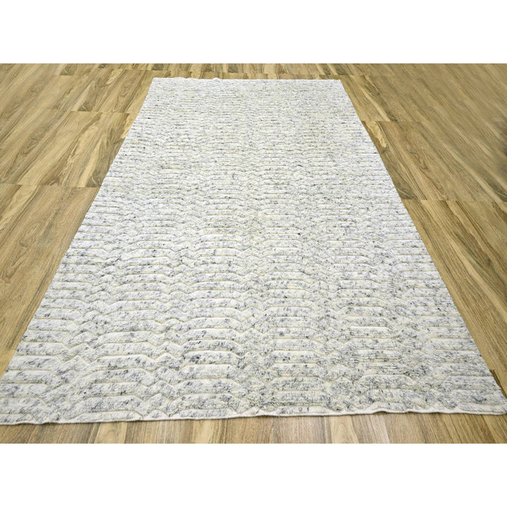 9'4" x 11'10" New Hand Knotted Ivory Wool Rectangle Oriental Rug - MOA10276216