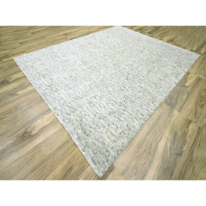 9'4" x 11'10" New Hand Knotted Ivory Wool Rectangle Oriental Rug - MOA10276216