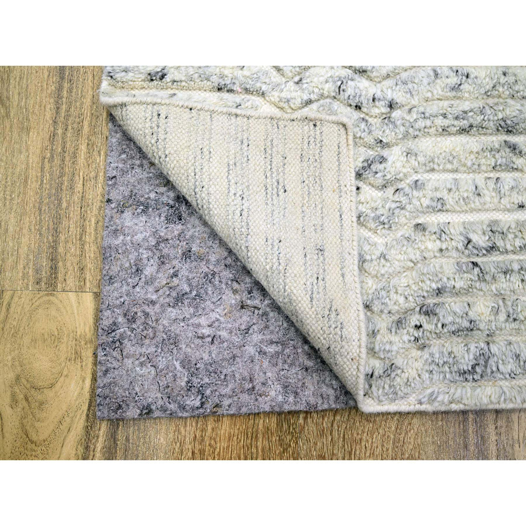 9'4" x 11'10" New Hand Knotted Ivory Wool Rectangle Oriental Rug - MOA10276216