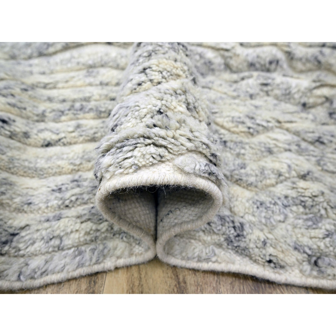 9'4" x 11'10" New Hand Knotted Ivory Wool Rectangle Oriental Rug - MOA10276216