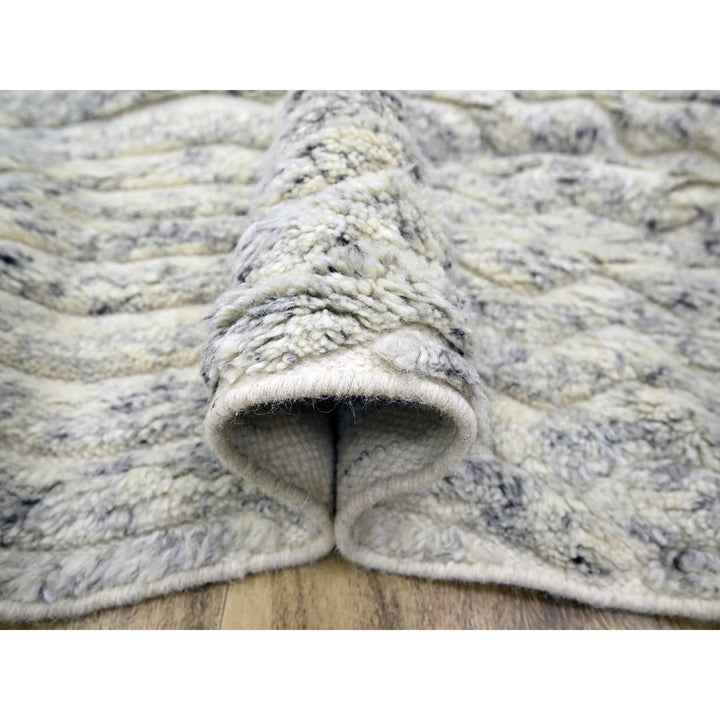 9'4" x 11'10" New Hand Knotted Ivory Wool Rectangle Oriental Rug - MOA10276216