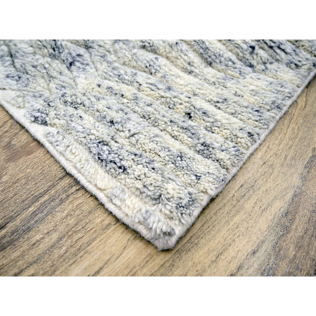 9'4" x 11'10" New Hand Knotted Ivory Wool Rectangle Oriental Rug - MOA10276216