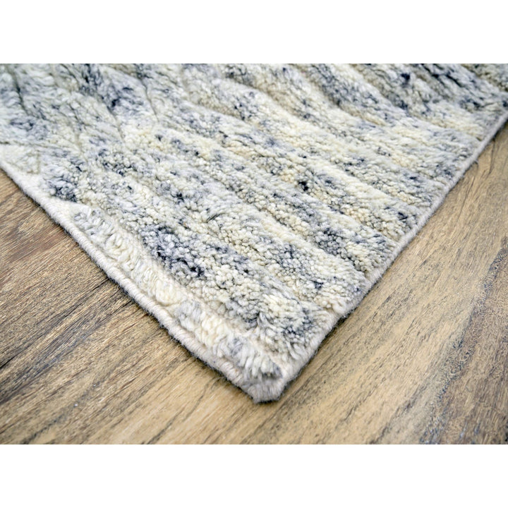 9'4" x 11'10" New Hand Knotted Ivory Wool Rectangle Oriental Rug - MOA10276216