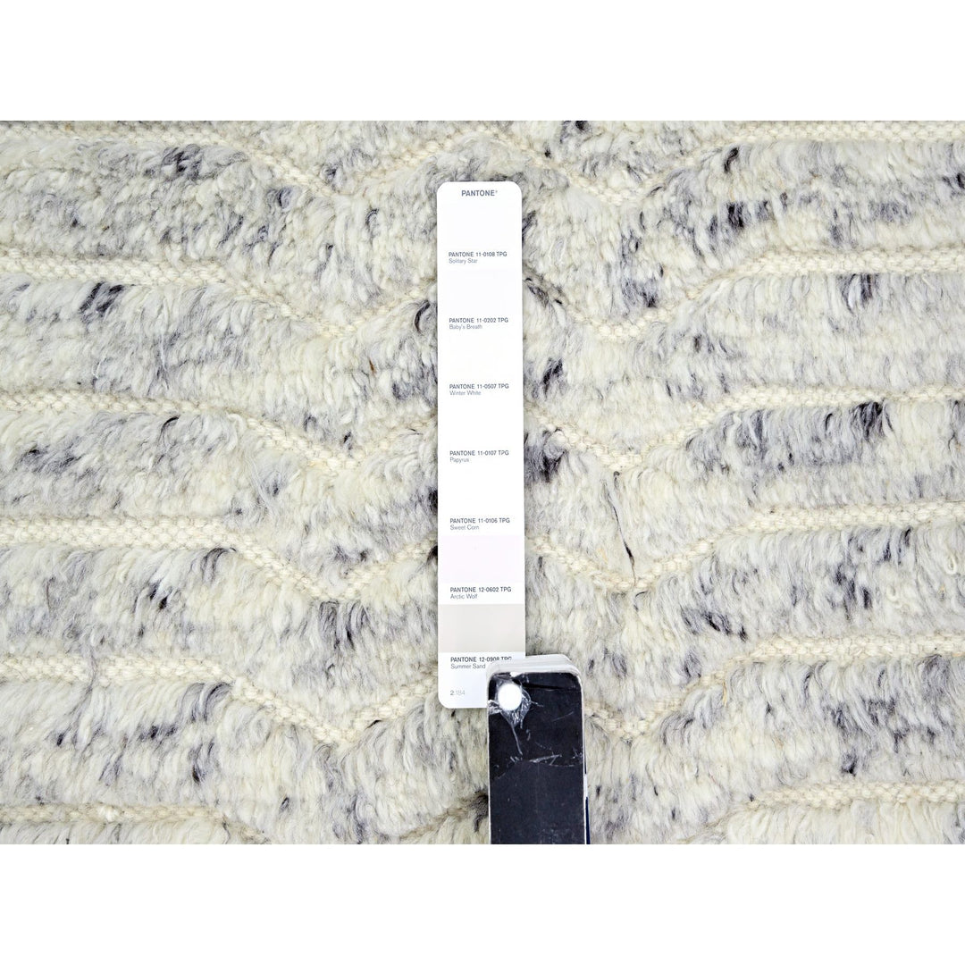 9'4" x 11'10" New Hand Knotted Ivory Wool Rectangle Oriental Rug - MOA10276216