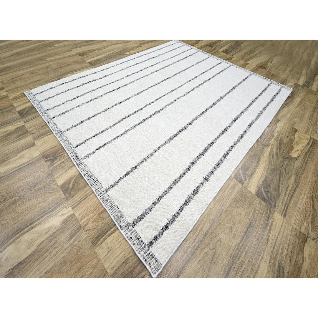 8'2" x 10'2" New Hand Knotted Ivory Wool Rectangle Oriental Rug - MOA10276217