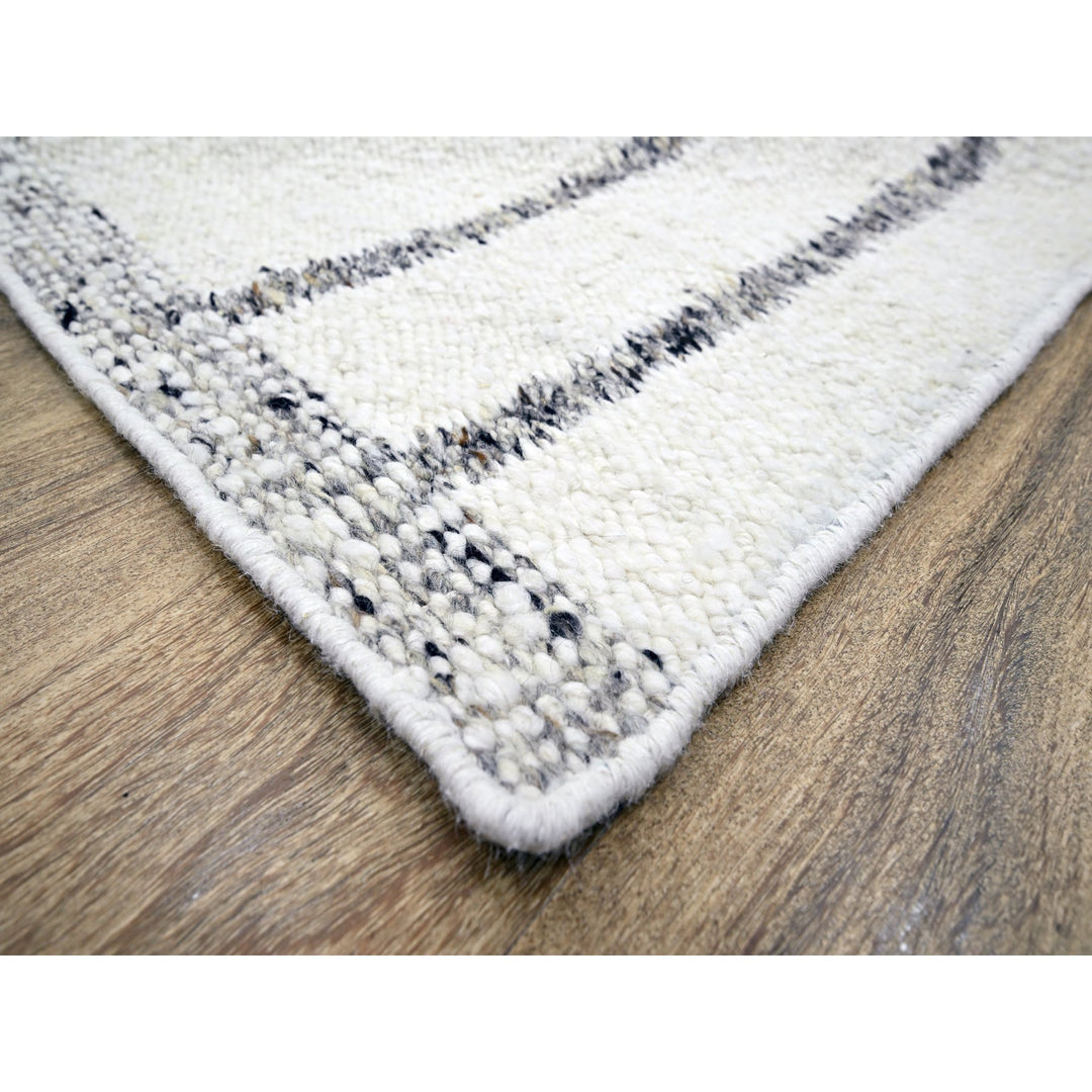 8'2" x 10'2" New Hand Knotted Ivory Wool Rectangle Oriental Rug - MOA10276217