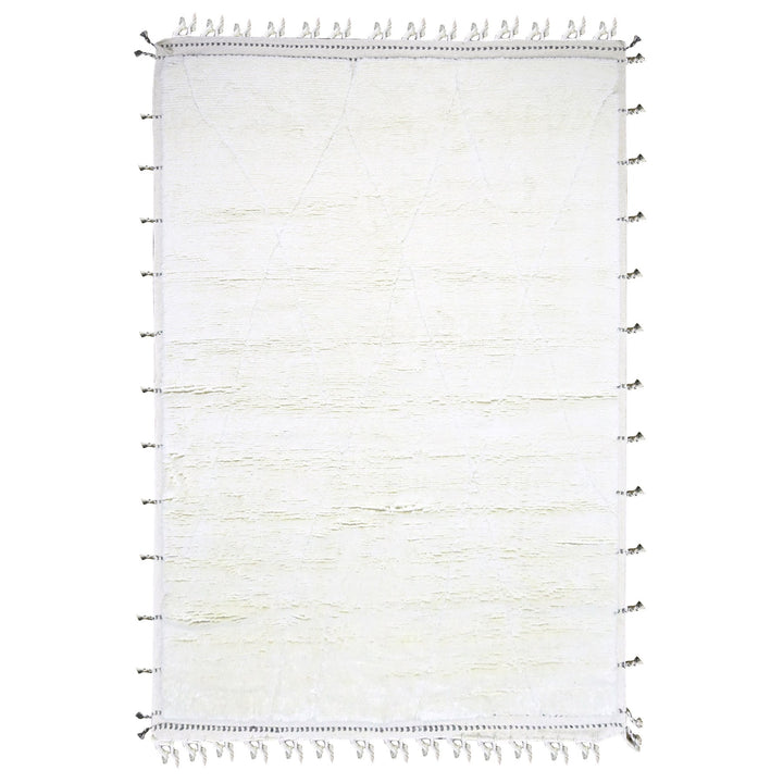 9'1" x 12'3" New Hand Knotted Ivory Wool Rectangle Oriental Rug - MOA10276219