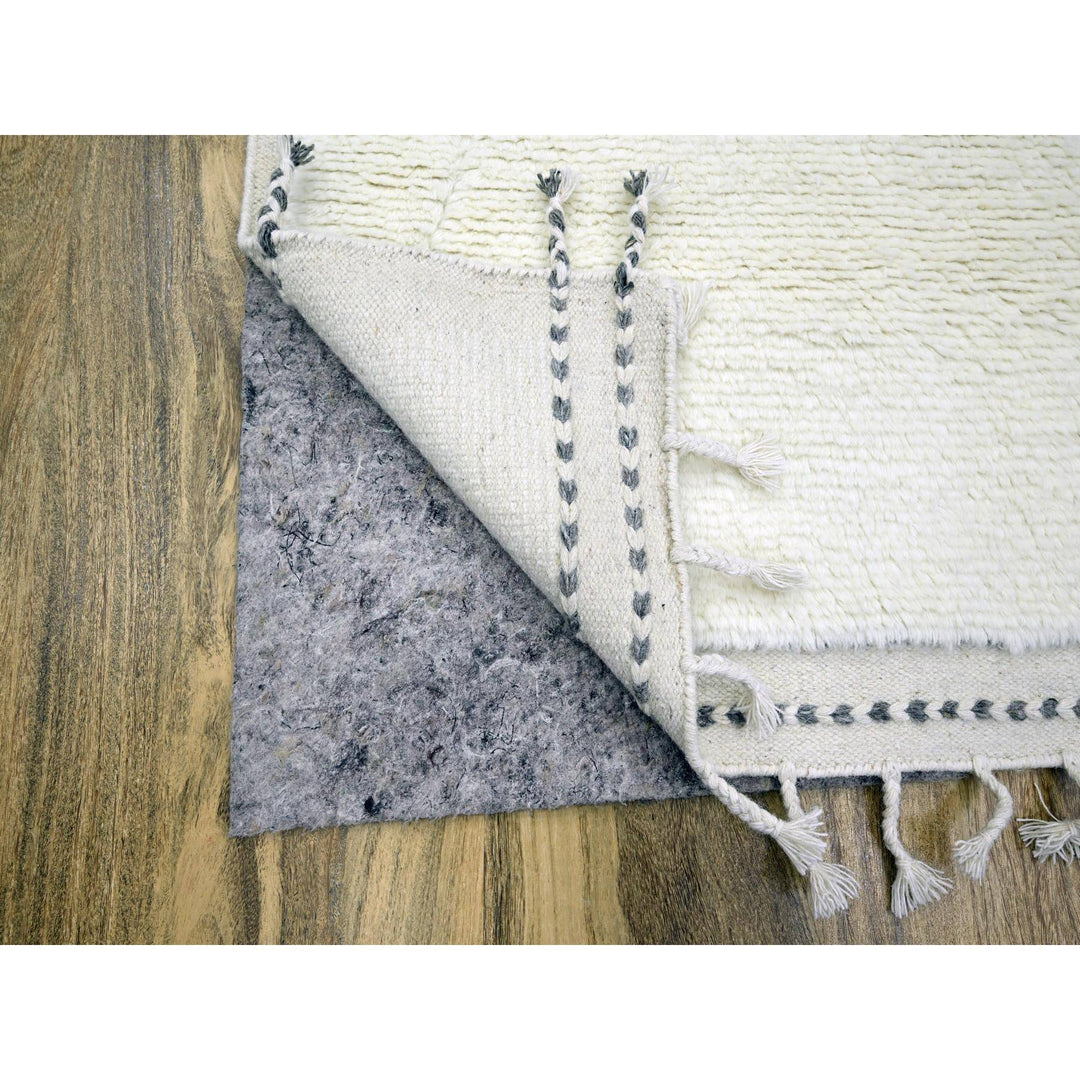 9'1" x 12'3" New Hand Knotted Ivory Wool Rectangle Oriental Rug - MOA10276219