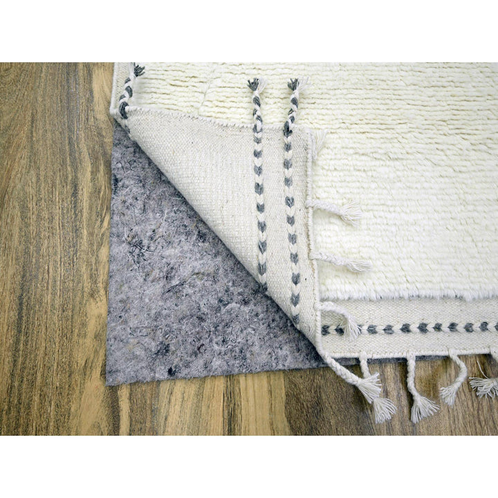 9'1" x 12'3" New Hand Knotted Ivory Wool Rectangle Oriental Rug - MOA10276219