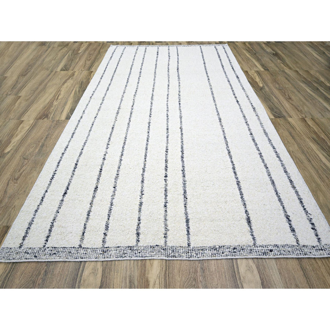 9'3" x 12'1" New Hand Knotted Ivory Wool Rectangle Oriental Rug - MOA10276220