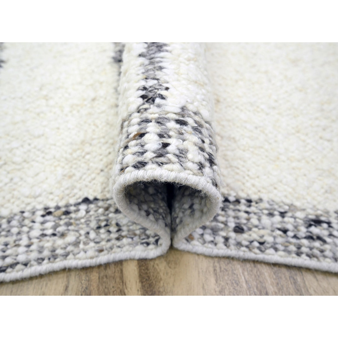 9'3" x 12'1" New Hand Knotted Ivory Wool Rectangle Oriental Rug - MOA10276220
