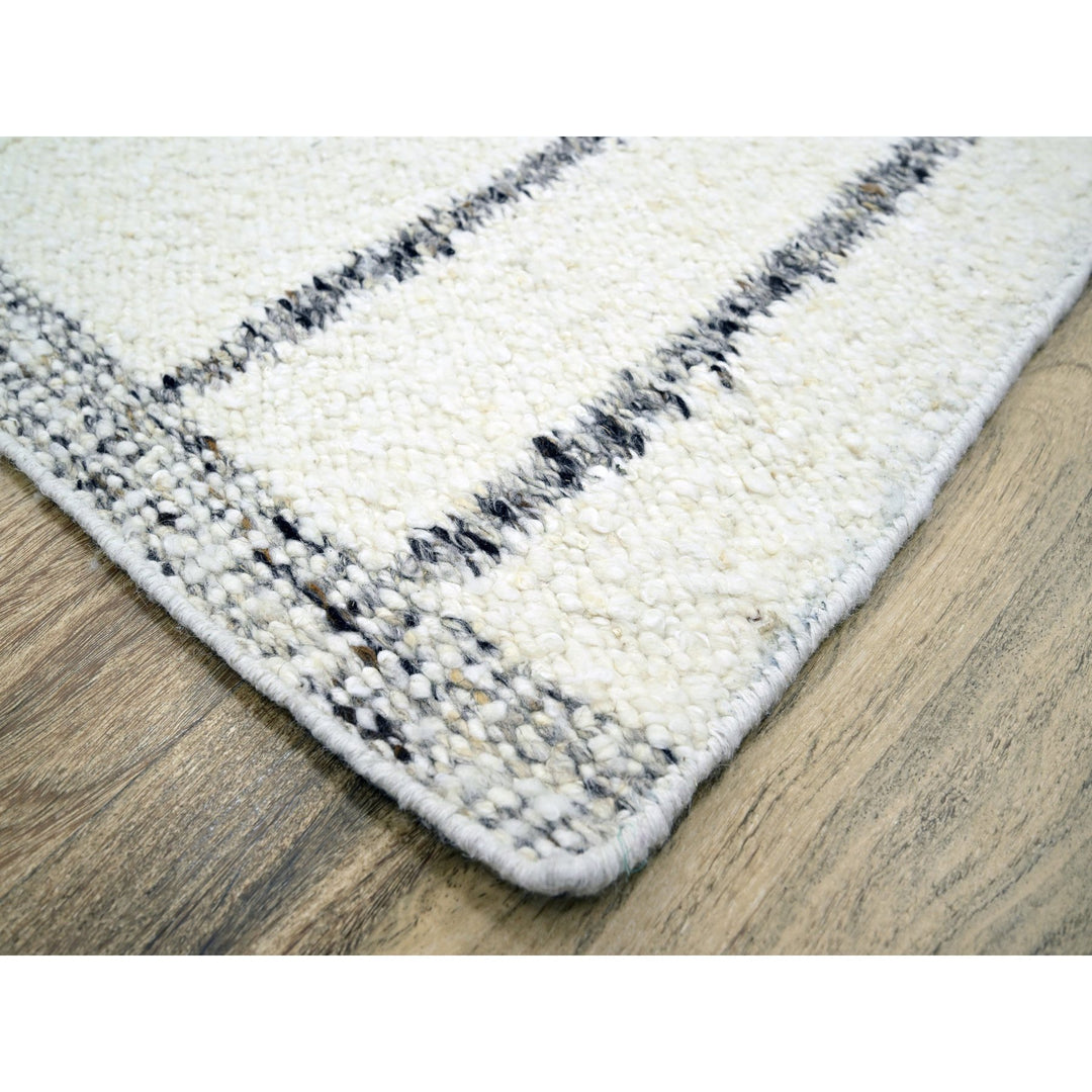 9'3" x 12'1" New Hand Knotted Ivory Wool Rectangle Oriental Rug - MOA10276220