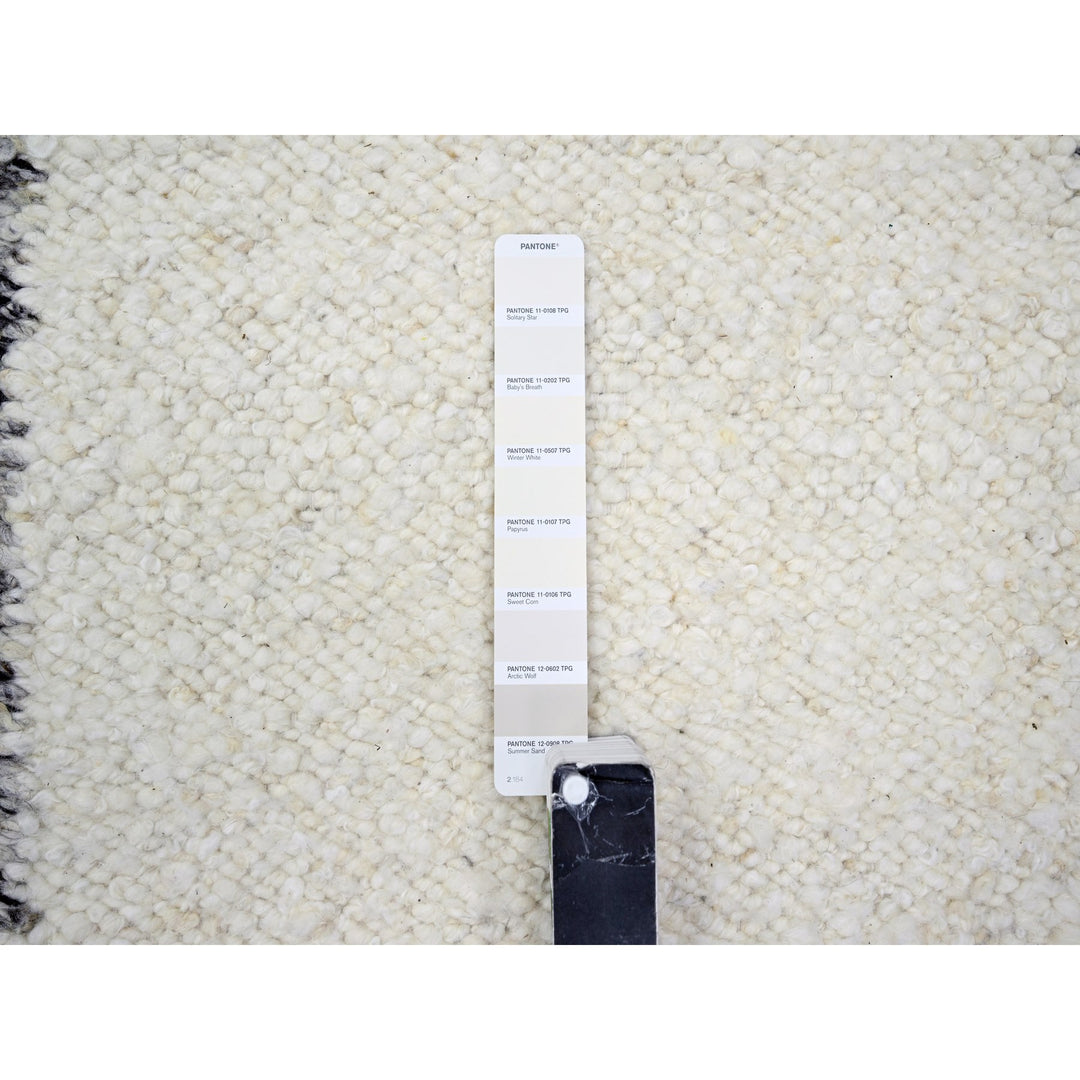9'3" x 12'1" New Hand Knotted Ivory Wool Rectangle Oriental Rug - MOA10276220