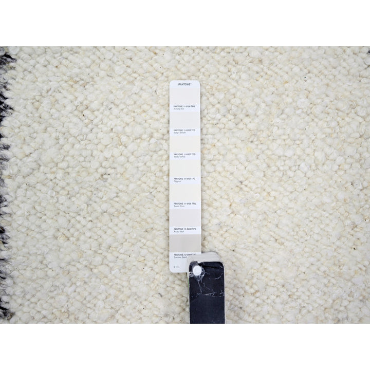 9'3" x 12'1" New Hand Knotted Ivory Wool Rectangle Oriental Rug - MOA10276220