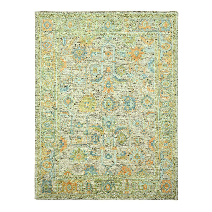 8'1" x 10'1" New Hand Knotted Beige Wool Rectangle Oriental Rug - MOA10276221