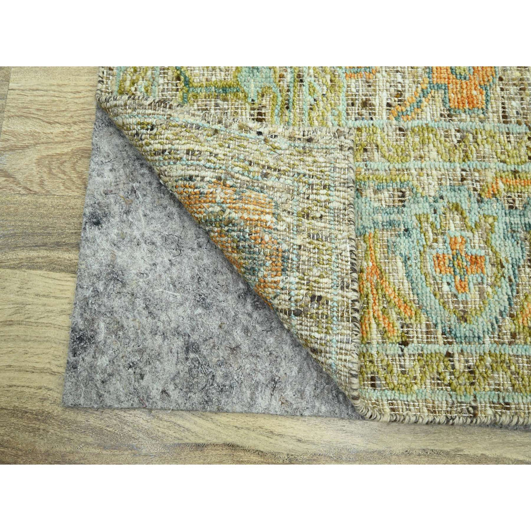 8'1" x 10'1" New Hand Knotted Beige Wool Rectangle Oriental Rug - MOA10276221