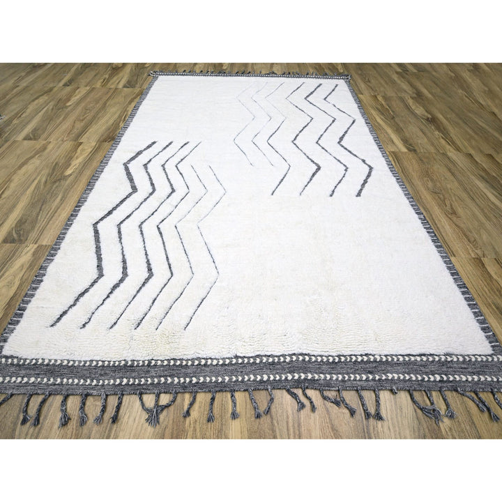 9'2" x 12'1" New Hand Knotted Ivory Wool Rectangle Oriental Rug - MOA10276222