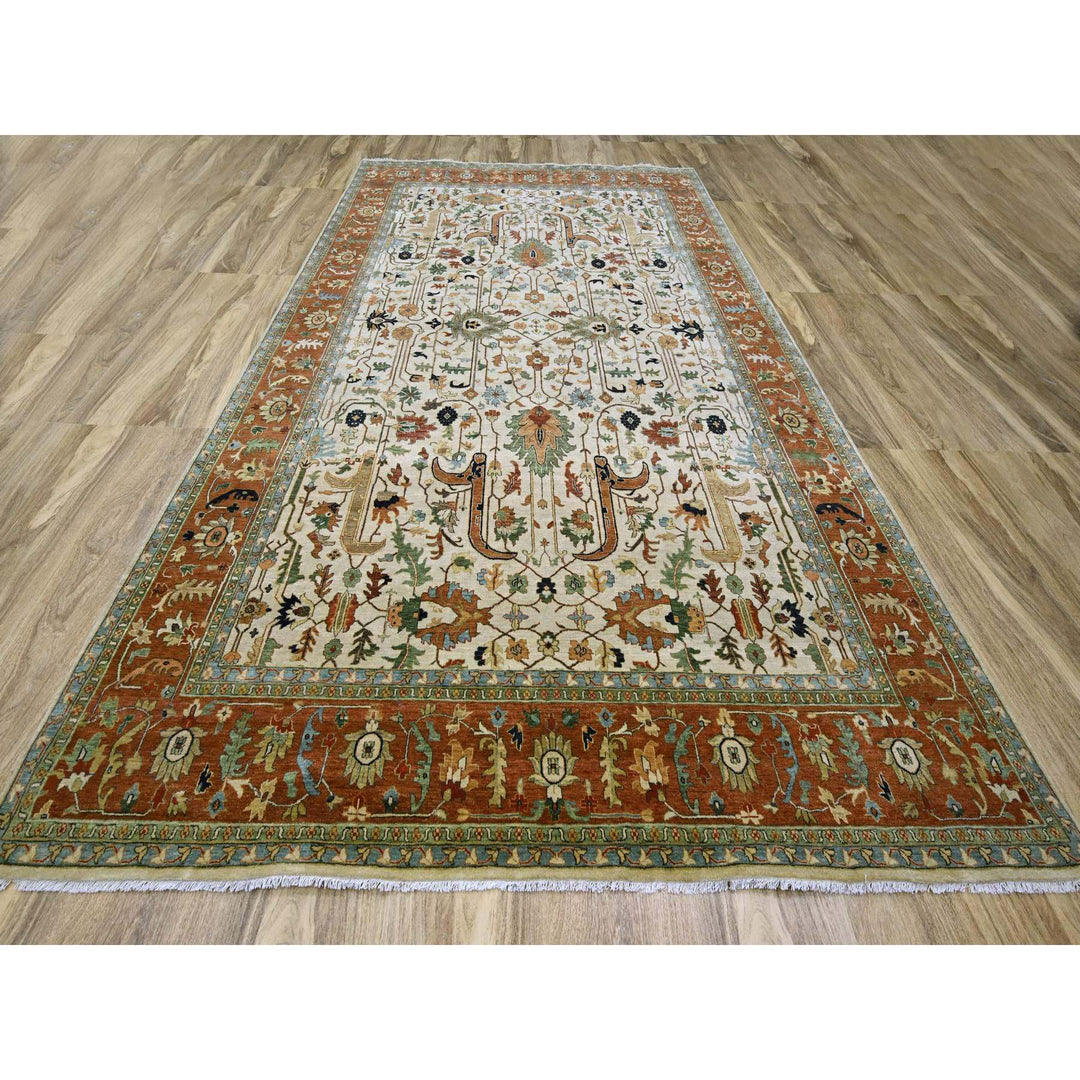 9'11" x 14'3" New Hand Knotted Ivory Wool Rectangle Oriental Rug - MOA10276223