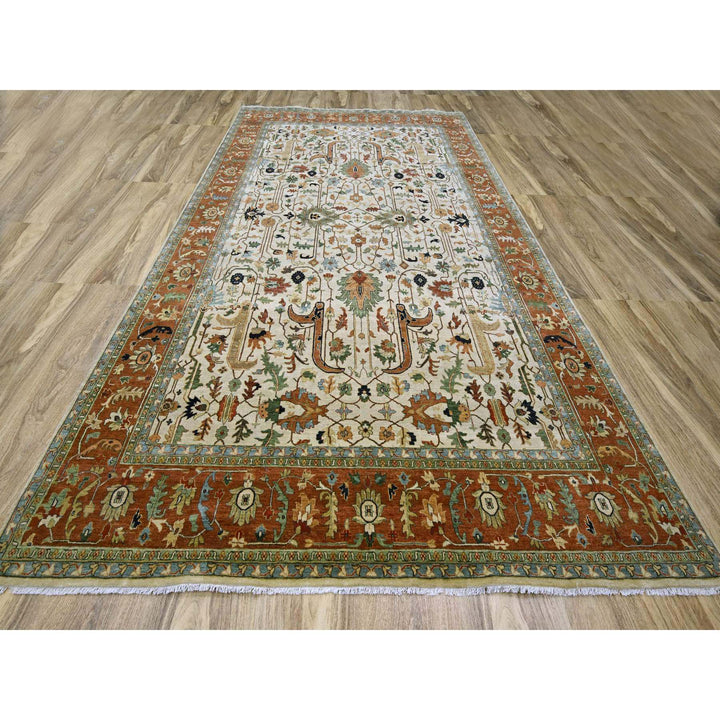 9'11" x 14'3" New Hand Knotted Ivory Wool Rectangle Oriental Rug - MOA10276223
