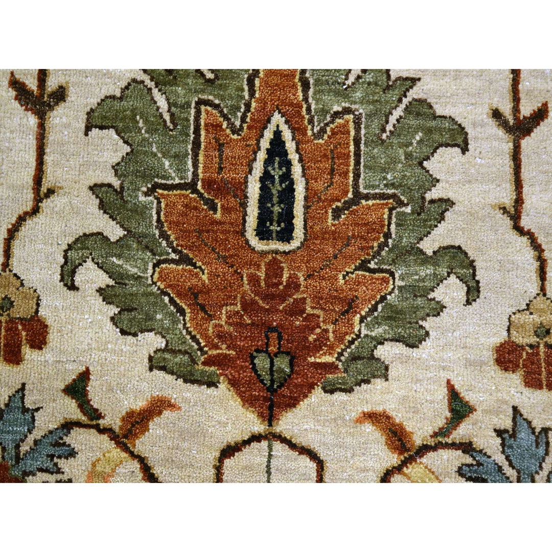 9'11" x 14'3" New Hand Knotted Ivory Wool Rectangle Oriental Rug - MOA10276223