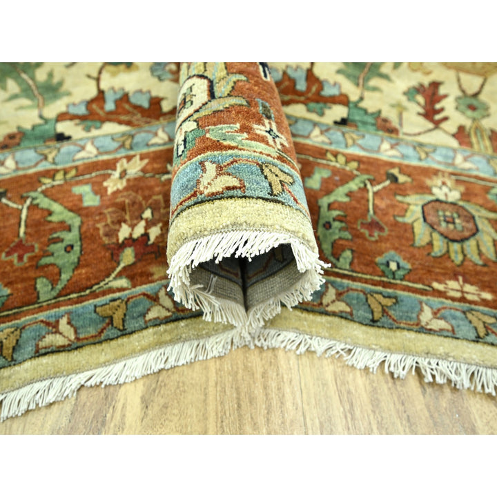 7'10" x 10'3" New Hand Knotted Ivory Wool Rectangle Oriental Rug - MOA10276225