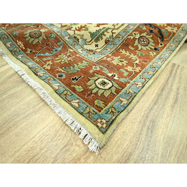 7'10" x 10'3" New Hand Knotted Ivory Wool Rectangle Oriental Rug - MOA10276225