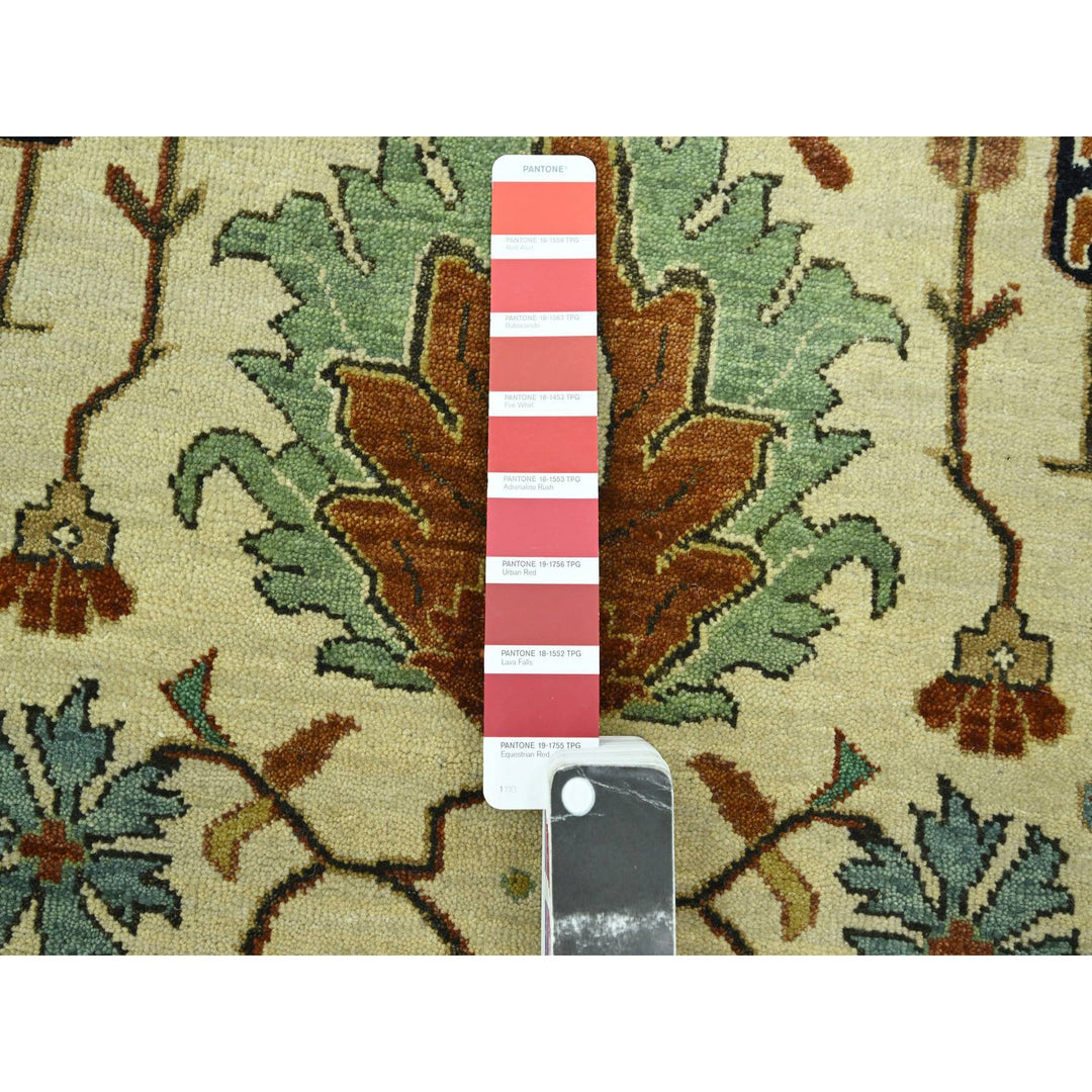 7'10" x 10'3" New Hand Knotted Ivory Wool Rectangle Oriental Rug - MOA10276225