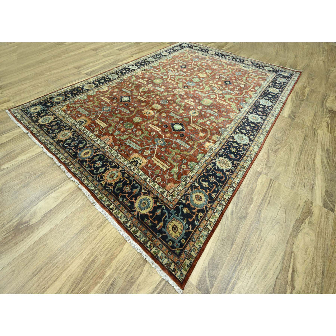 10'0" x 13'10" New Hand Knotted Red Wool Rectangle Oriental Rug - MOA10276226