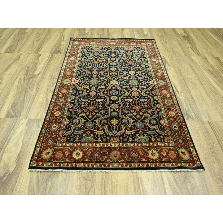 5'3" x 7'1" New Hand Knotted Blue Wool Rectangle Oriental Rug - MOA10276230