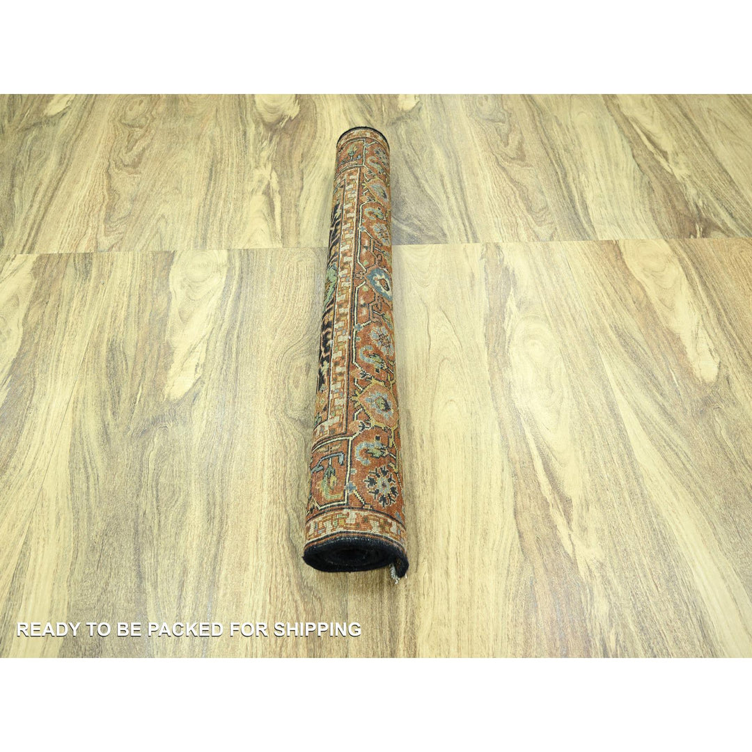4'1" x 5'11" New Hand Knotted Blue Wool Rectangle Oriental Rug - MOA10276231