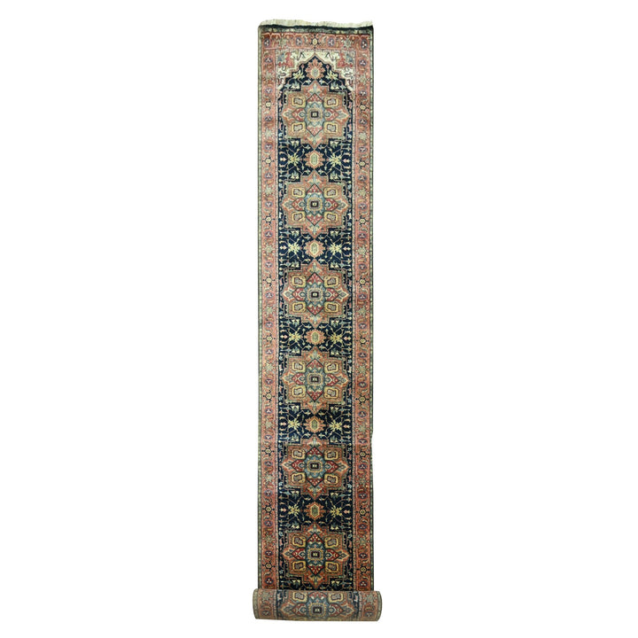 2'8" x 21'8" New Hand Knotted Blue Wool Runner Oriental Rug - MOA10276232