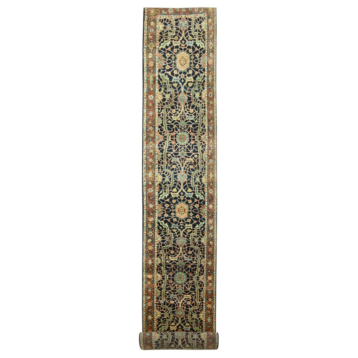 2'6" x 18'0" New Hand Knotted Blue Wool Runner Oriental Rug - MOA10276233