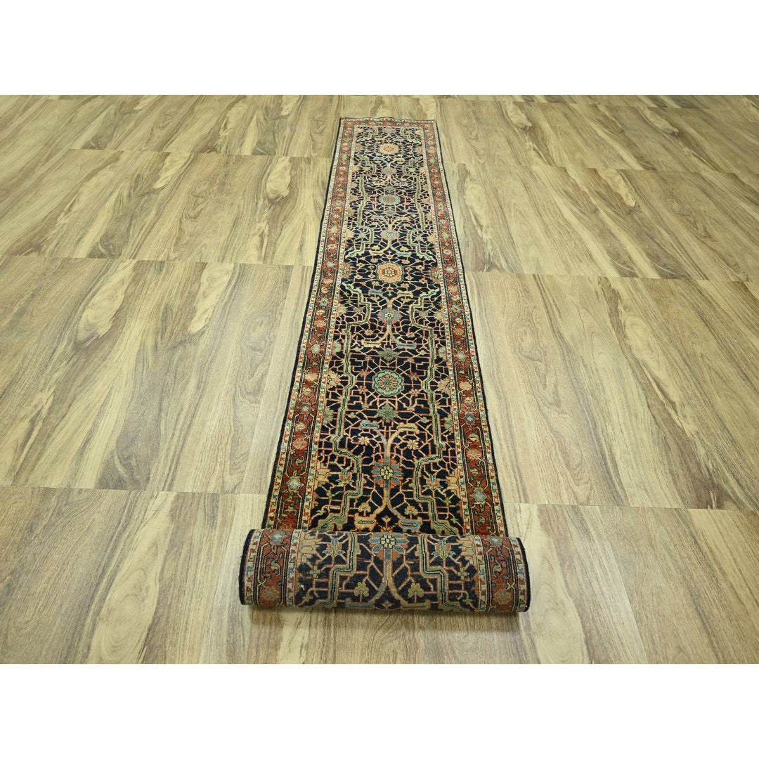 2'6" x 18'0" New Hand Knotted Blue Wool Runner Oriental Rug - MOA10276233