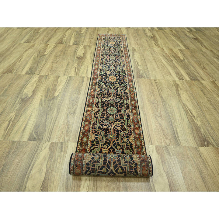 2'6" x 18'0" New Hand Knotted Blue Wool Runner Oriental Rug - MOA10276233