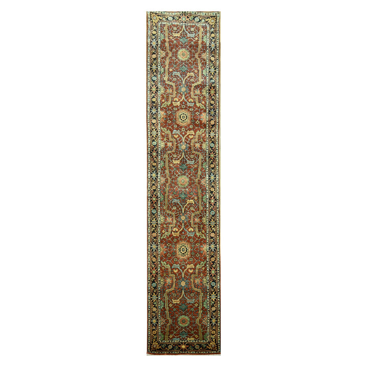 2'6" x 12'0" New Hand Knotted Red Wool Runner Oriental Rug - MOA10276235