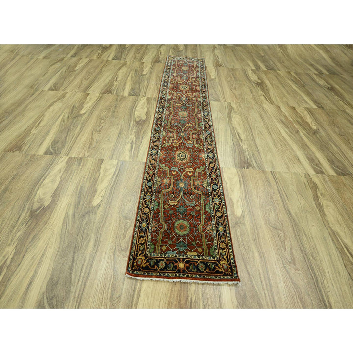 2'6" x 12'0" New Hand Knotted Red Wool Runner Oriental Rug - MOA10276235