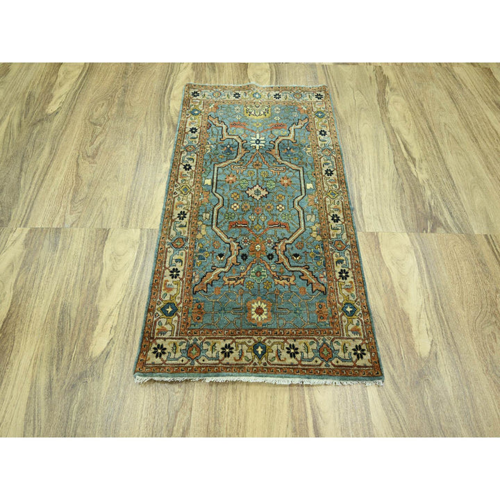2'11" x 5'0" New Hand Knotted Blue Wool Rectangle Oriental Rug - MOA10276238