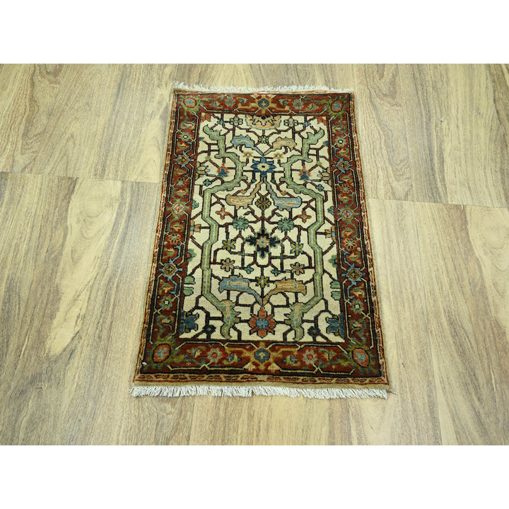 2'0" x 3'0" New Hand Knotted Ivory Wool Rectangle Oriental Rug - MOA10276239