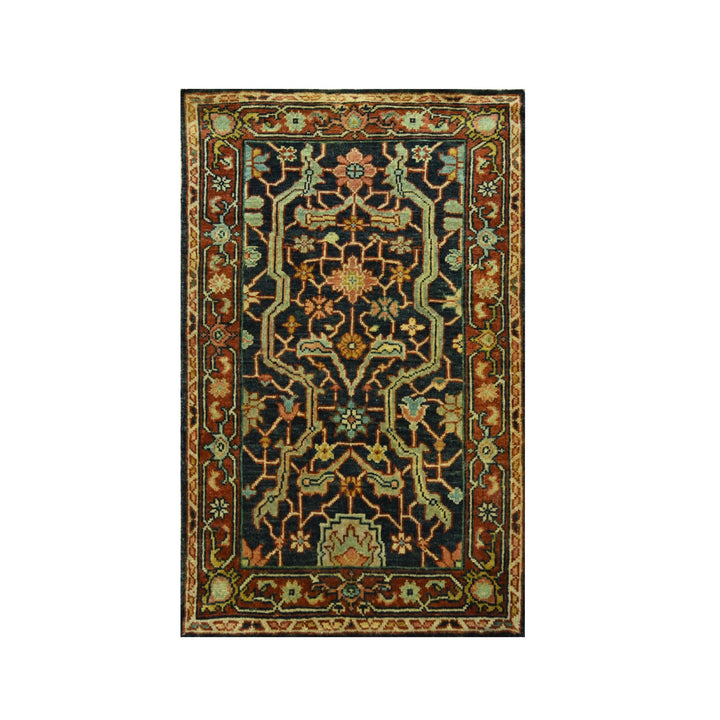 2'0" x 3'0" New Hand Knotted Blue Wool Rectangle Oriental Rug - MOA10276241