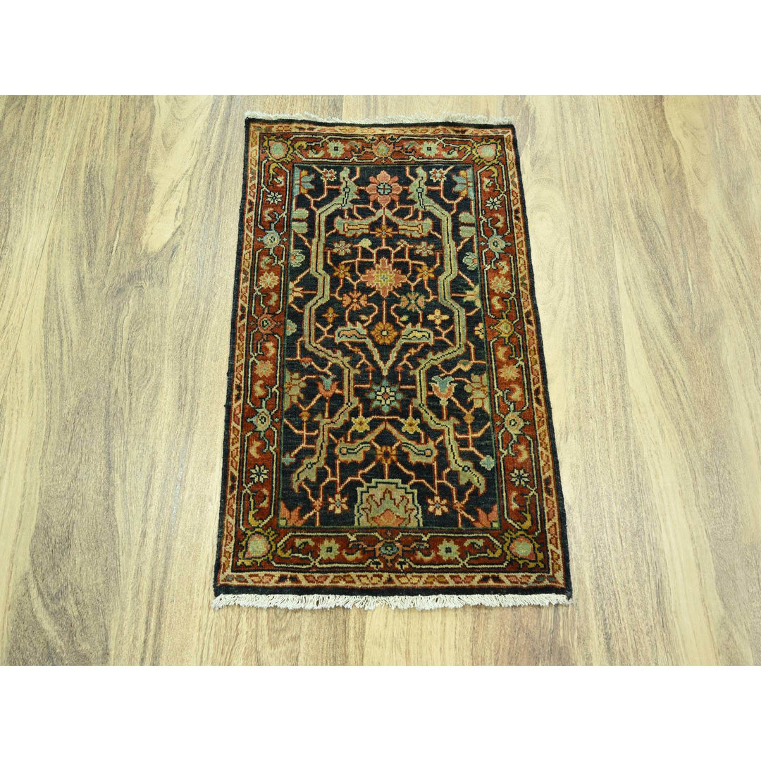 2'0" x 3'0" New Hand Knotted Blue Wool Rectangle Oriental Rug - MOA10276241
