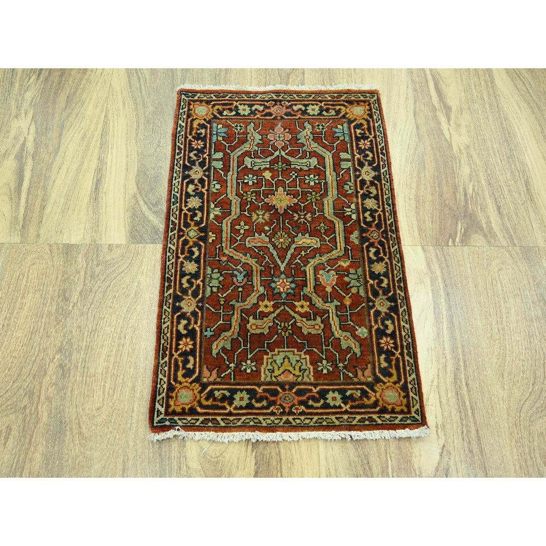 2'0" x 3'0" New Hand Knotted Red Wool Rectangle Oriental Rug - MOA10276242