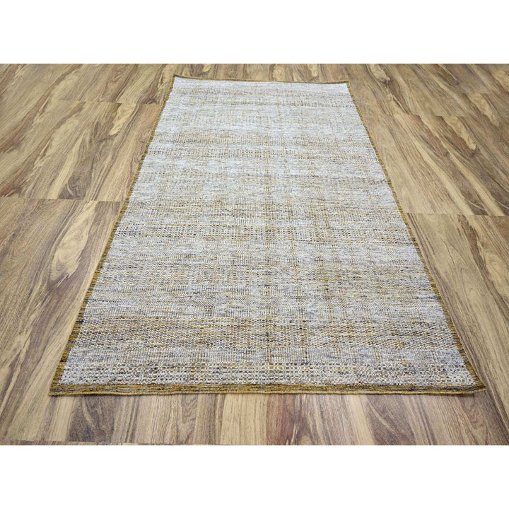 6'1" x 9'1" New Hand Knotted Yellow Wool Rectangle Oriental Rug - MOA10276244