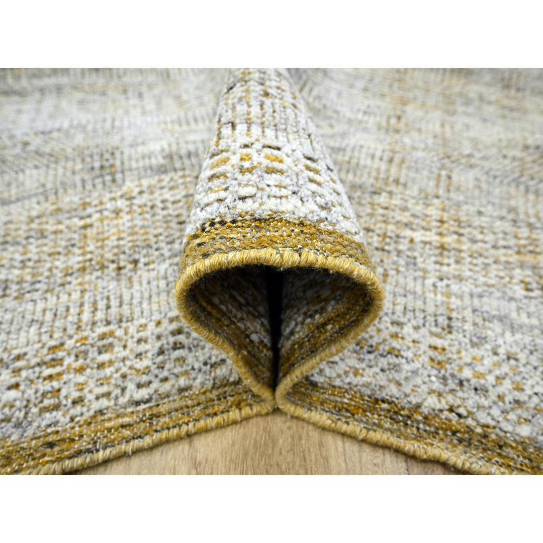 6'1" x 9'1" New Hand Knotted Yellow Wool Rectangle Oriental Rug - MOA10276244