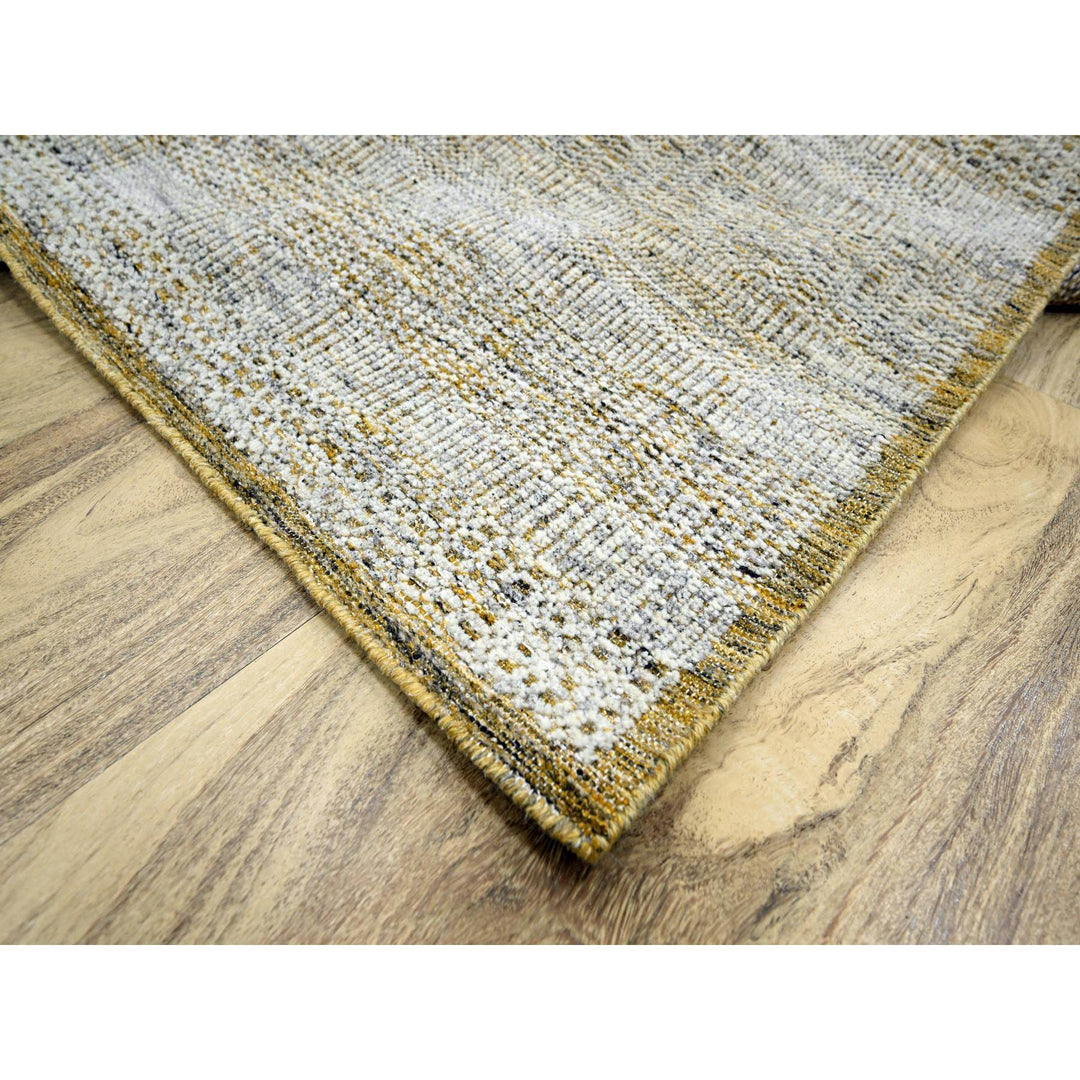 6'1" x 9'1" New Hand Knotted Yellow Wool Rectangle Oriental Rug - MOA10276244