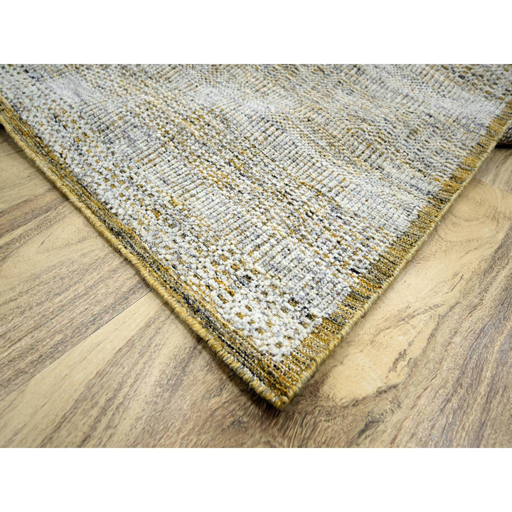 6'1" x 9'1" New Hand Knotted Yellow Wool Rectangle Oriental Rug - MOA10276244