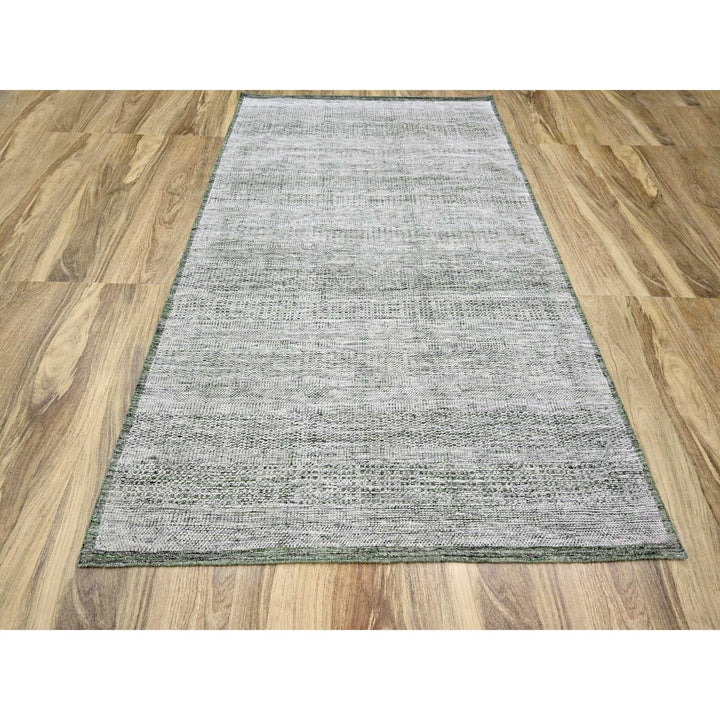 6'1" x 9'0" New Hand Knotted Green Wool Rectangle Oriental Rug - MOA10276245