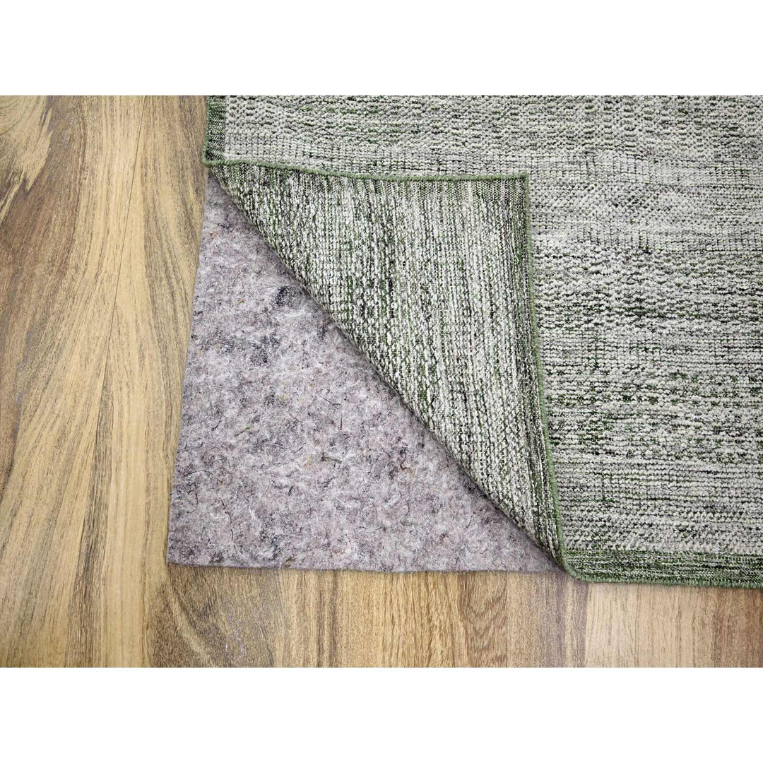 6'1" x 9'0" New Hand Knotted Green Wool Rectangle Oriental Rug - MOA10276245